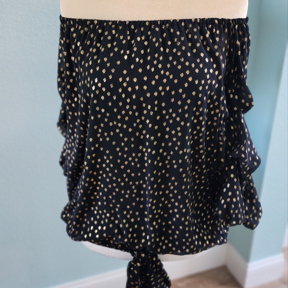 MSK Black and Gold Off-Shoulder Top